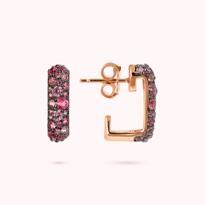 Bronzallure Rings Orecchini a Lobo Pav Quadrati