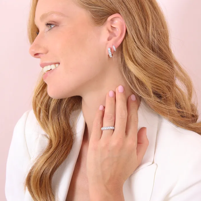 Bronzallure Rings Orecchini a Lobo Pav Quadrati