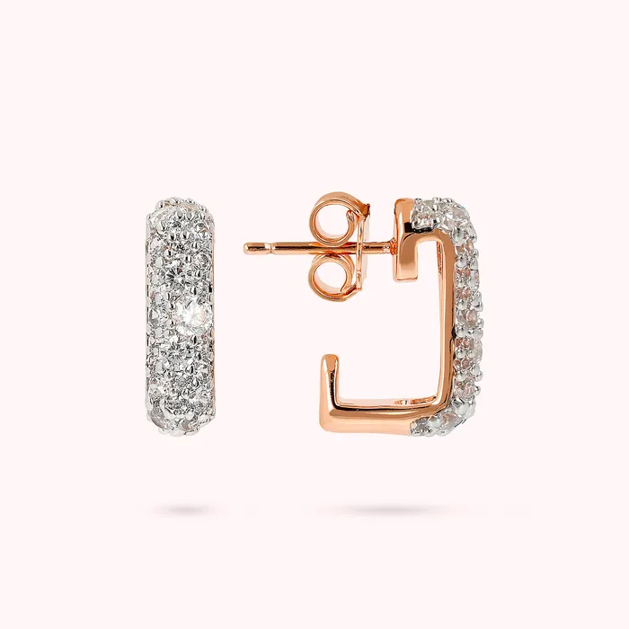 Bronzallure Rings Orecchini a Lobo Pav Quadrati