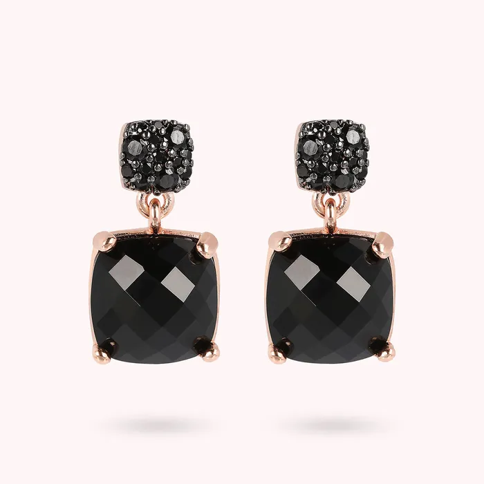 Bronzallure Rings Orecchini Pendenti con Pietra Naturale Quadrata Sfaccettata e Pav Bronzallure Rings Orecchini Pendenti con Pietra Naturale Quadrata Sfaccettata e Pav
