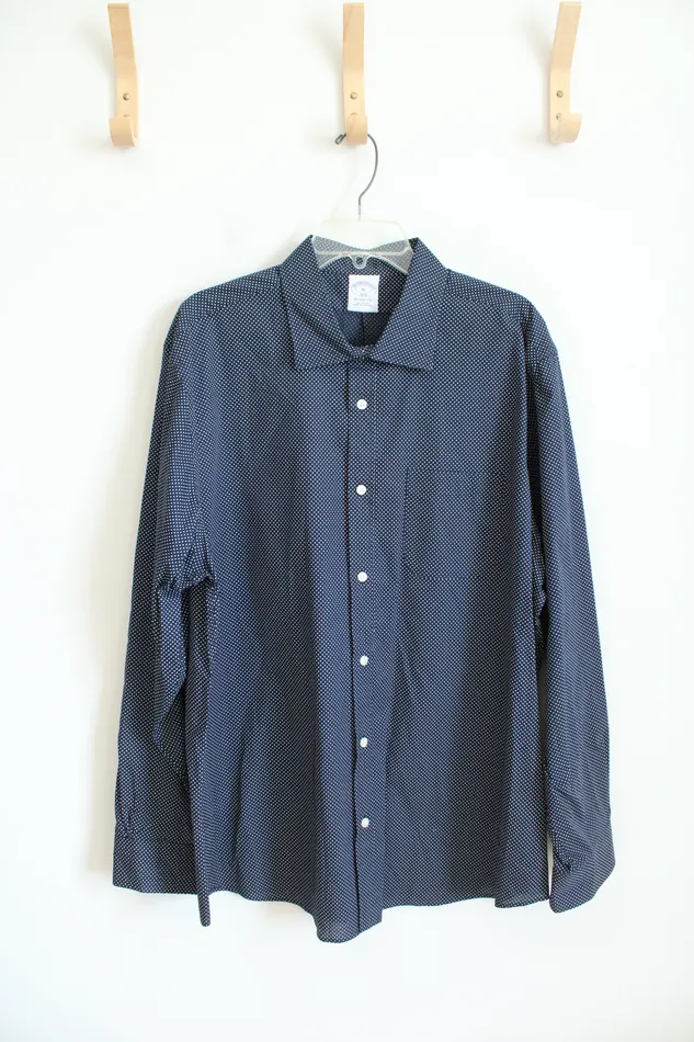 Brooks Brothers Regent Fit Navy White Polka Dot Long Sleeved Button Down Shirt XL Brooks Brothers Rings