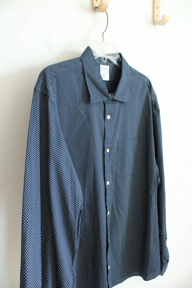 Brooks Brothers Regent Fit Navy White Polka Dot Long Sleeved Button Down Shirt XL Brooks Brothers Rings