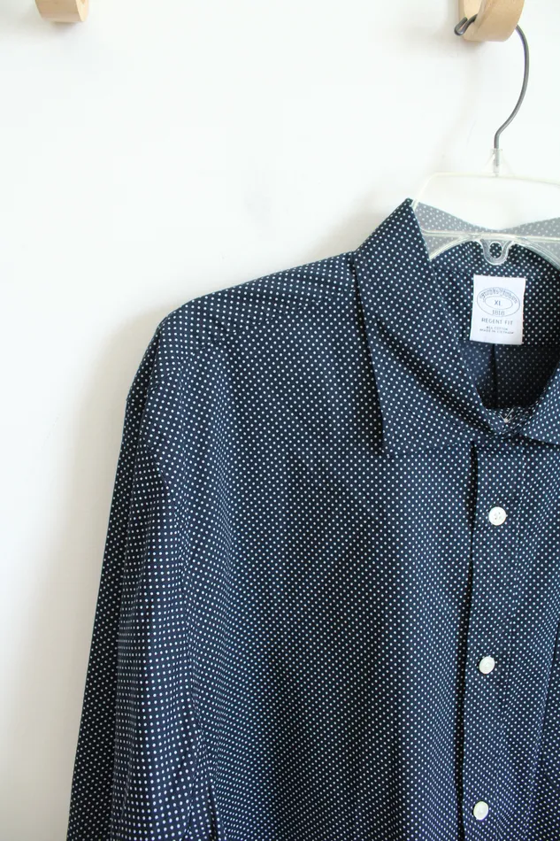 Brooks Brothers Regent Fit Navy White Polka Dot Long Sleeved Button Down Shirt XL Brooks Brothers Rings