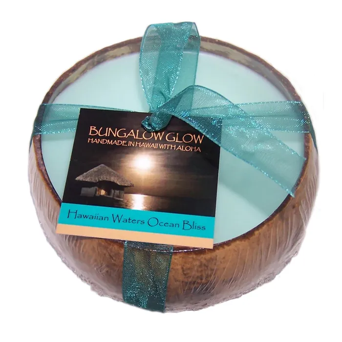 BUBBLESHACK Earrings Bungalow Glow Hawaiian Waters Coconut Shell Soy Candle 12 oz