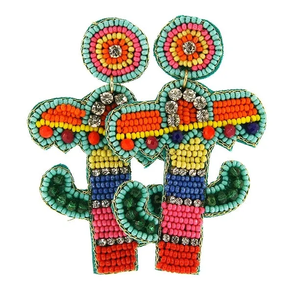 CACTUS SOMBRERO BEADED STUD EARRINGS The Chandelier Rose Boutique Earrings