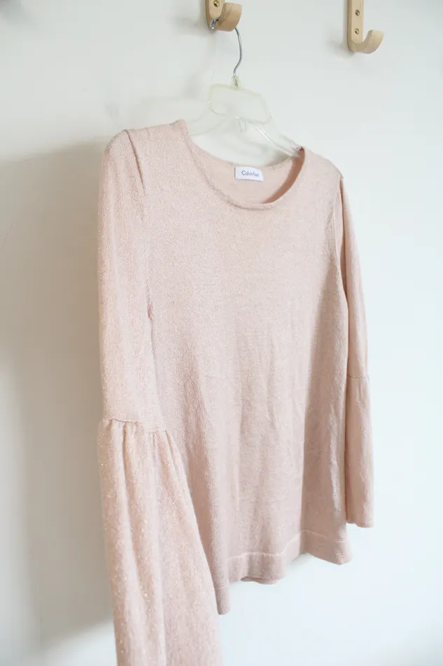 Calvin Klein Earrings Calvin Klein Pink Shimmer Wide Sleeved Top L