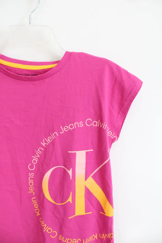Calvin Klein Jeans Earrings NEW Calvin Klein Jeans Yellow Pink Cotton Shirt Youth L 1214