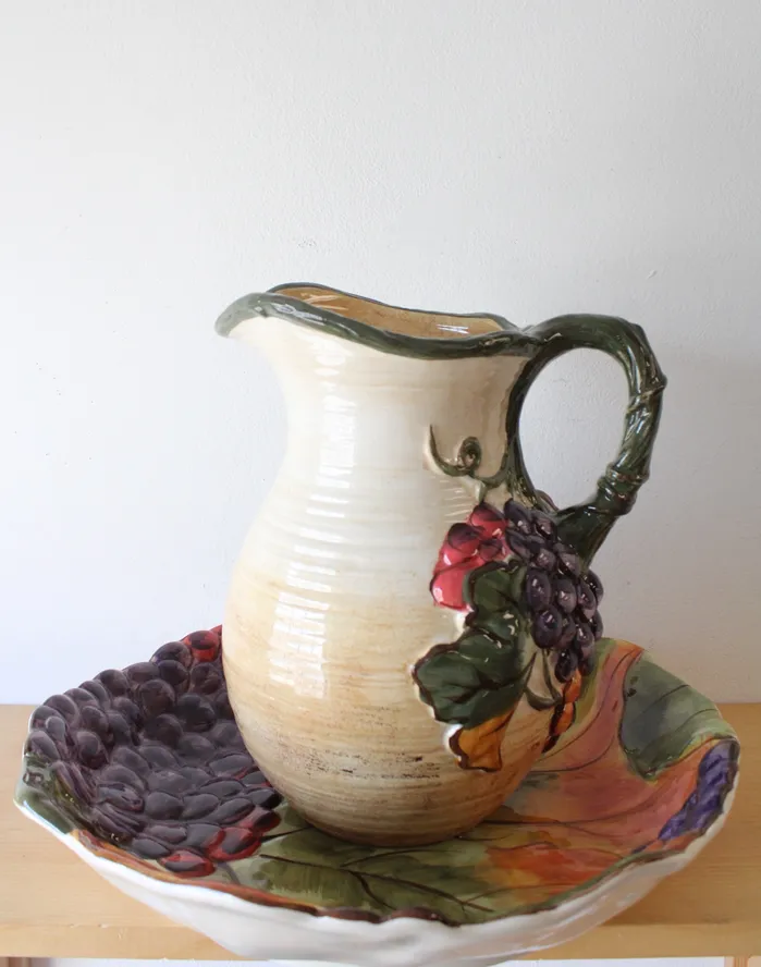 Certified International Tuscany Grape Large Pitcher Platter Set Certified International Earrings Certified International Tuscany Grape Large Pitcher Platter Set Certified International Earrings