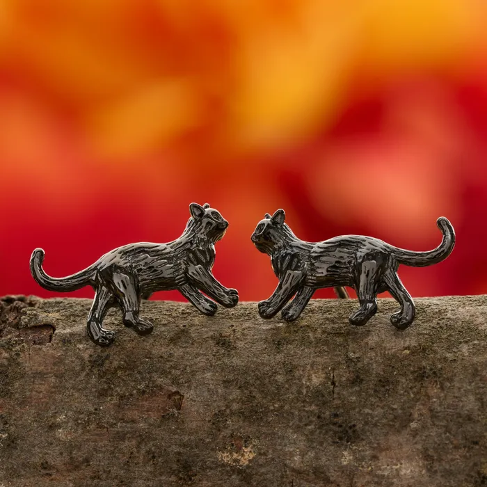 Chadds Ford Jewelry Necklaces Walking Black Cat Studs