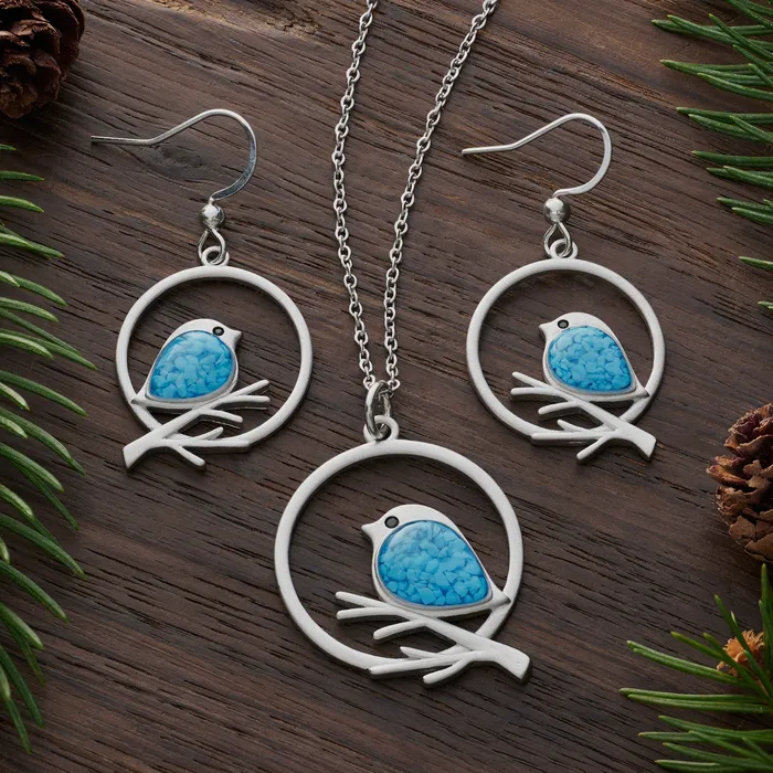 Chadds Ford Jewelry Rings Blue Glass Birdie Branch Gift Set