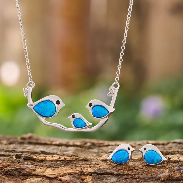 Chadds Ford Jewelry Rings Sterling Silver Blue Opal Birdie Gift Set