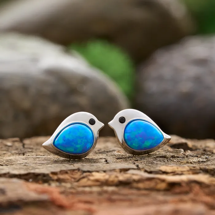 Chadds Ford Jewelry Rings Sterling Silver Blue Opal Birdie Gift Set