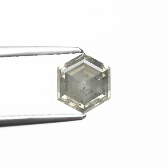 Champagne Salt and Pepper Step Cut Diamond 145ct Hexagon Misfit Diamonds Rings