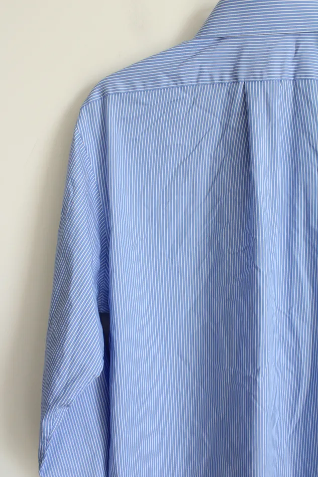 Chaps Rings Chaps Regular Fit Blue White Pinstripe Button Down Shirt 15 3233