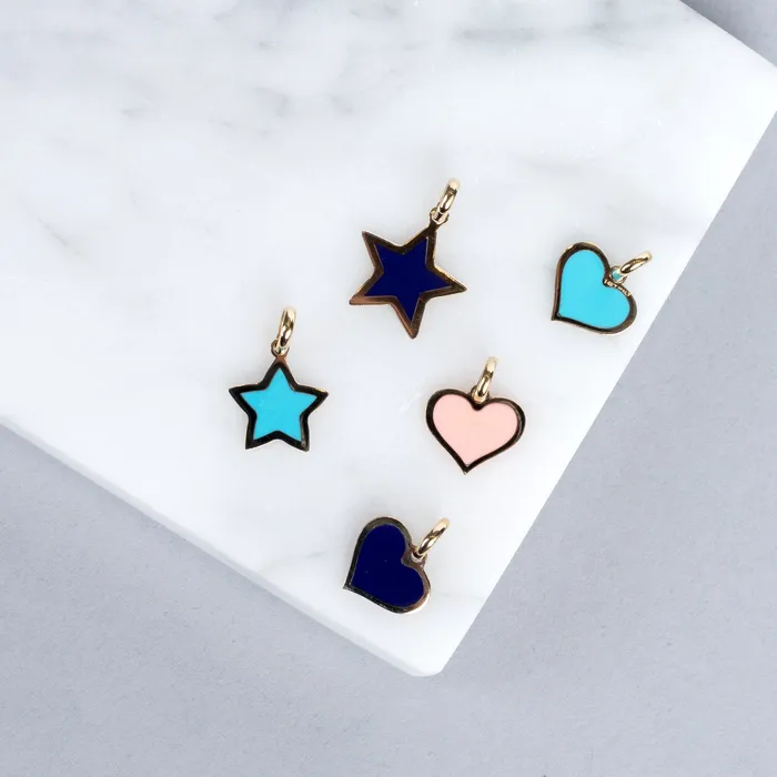 Charm Necklaces RACHEL LYNN CHICAGO Yellow Gold and Lapis Heart Charm