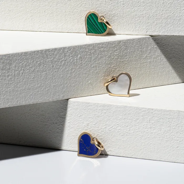 Charm Necklaces RACHEL LYNN CHICAGO Yellow Gold and Lapis Heart Charm