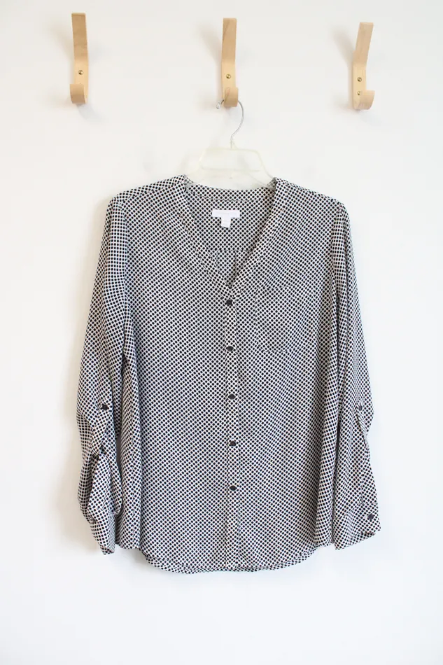 Charter Club Black White Button Down Top M Charter Club Rings