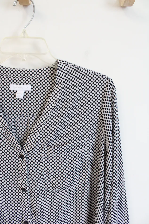 Charter Club Black White Button Down Top M Charter Club Rings