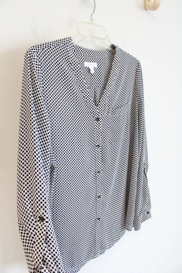 Charter Club Black White Button Down Top M Charter Club Rings