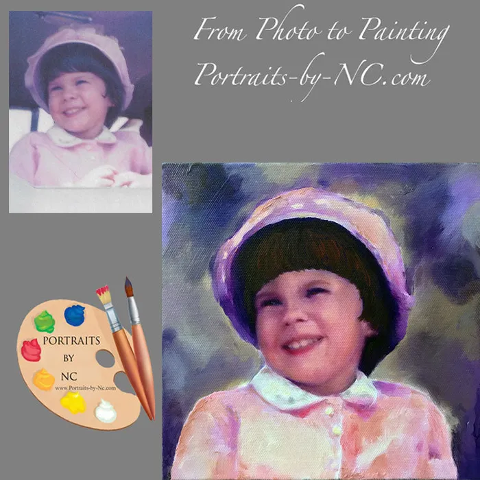 Child Portrait from Old Photo Portraits by NC Necklaces