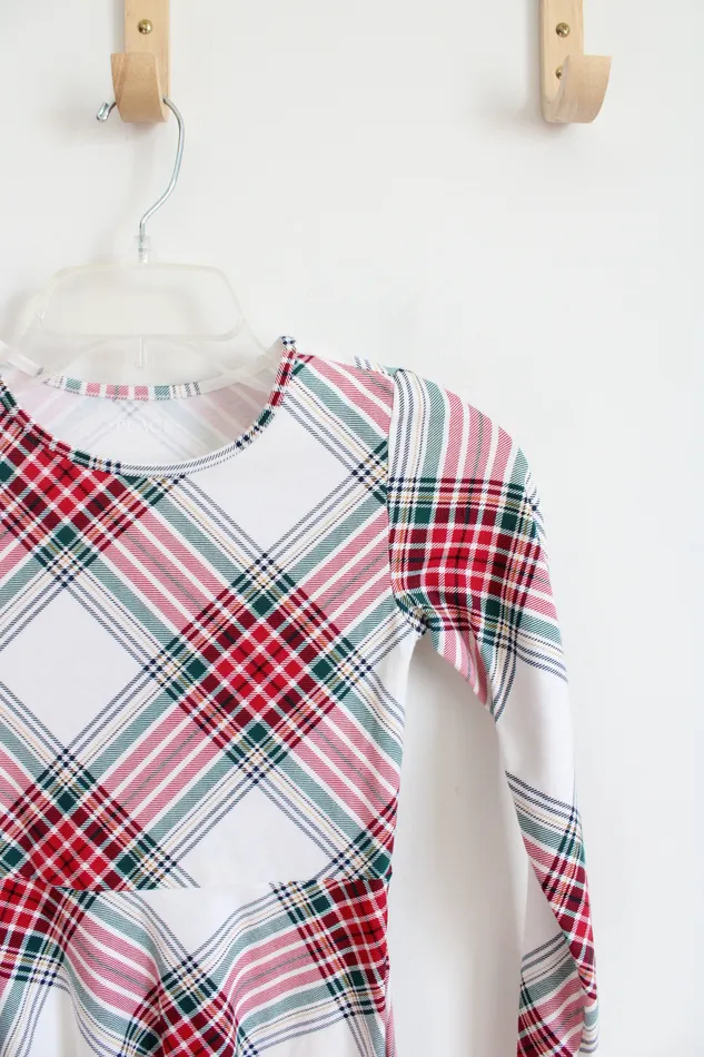 Childrens Place Earrings Childrens Place White Red Green Tartan Long Sleeved Dress Youth M 78