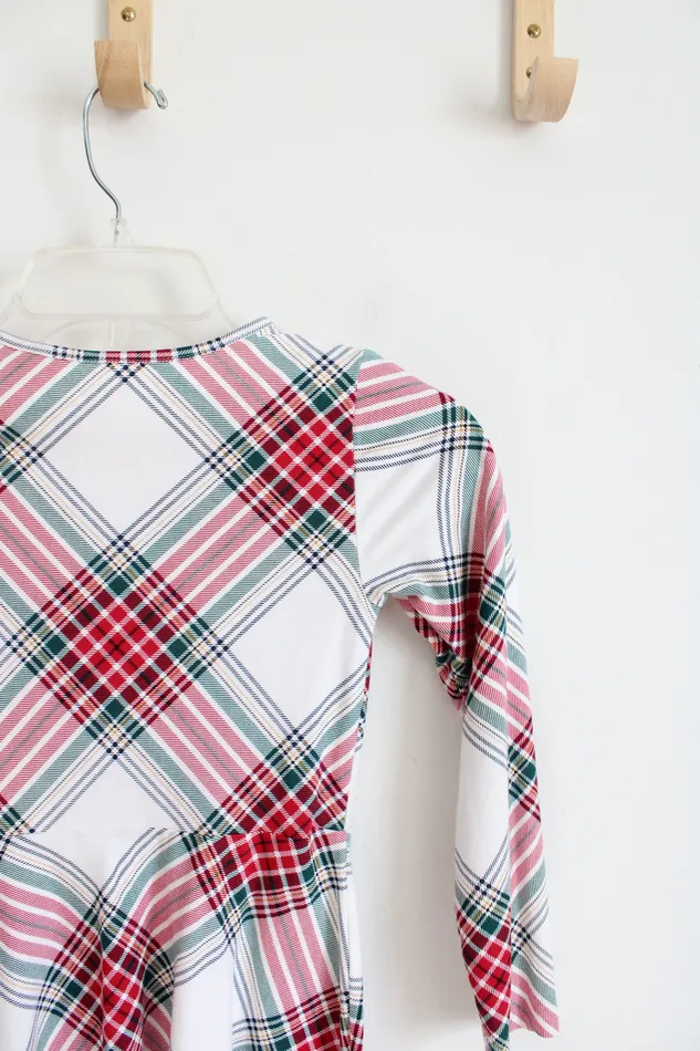 Childrens Place Earrings Childrens Place White Red Green Tartan Long Sleeved Dress Youth M 78