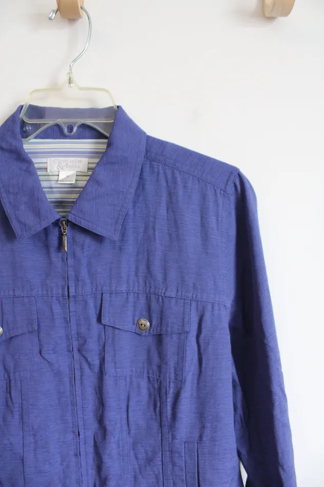 Christopher Banks Blue Zip Up Top M Christopher Banks Rings