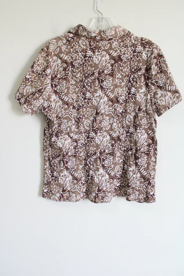 Christopher Banks Rings Christopher Banks Brown Tan Shimmer Floral Shirt L