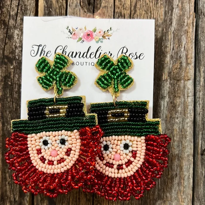 Clover Leprechaun Stud Earrings The Chandelier Rose Boutique Earrings