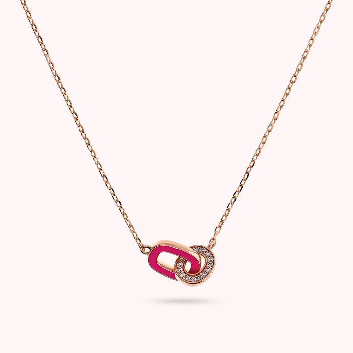 Collana Catena Forzatina con Doppia Maglia Smaltata e in Pav di Cubic Zirconia Bronzallure Earrings