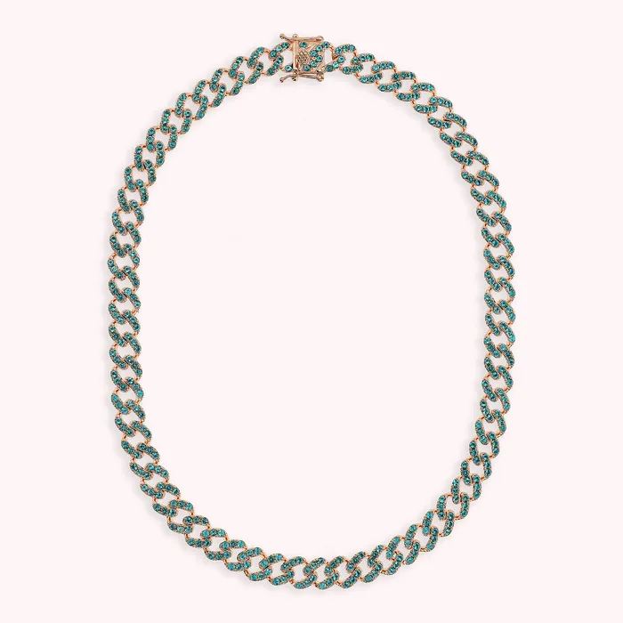 Collana Girocollo Catena Grumetta Squadrata con Pav di Cubic Zirconia Bronzallure Rings