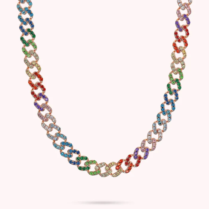 Collana Girocollo Catena Grumetta Squadrata con Pav di Cubic Zirconia Bronzallure Rings