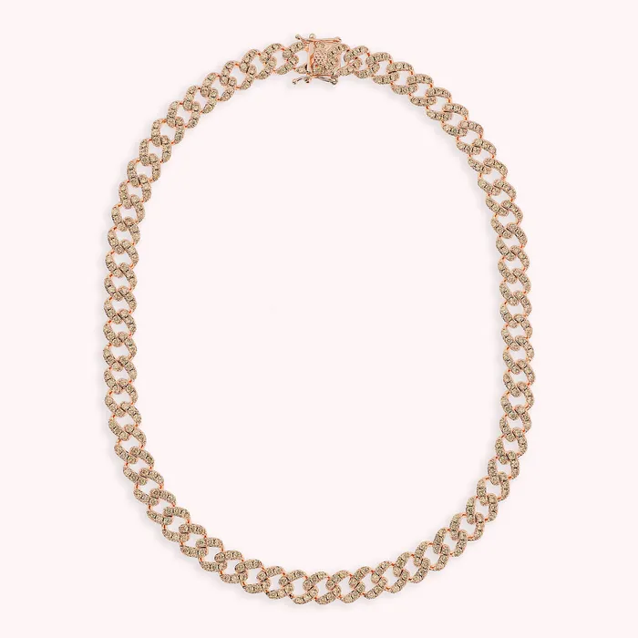 Collana Girocollo Catena Grumetta Squadrata con Pav di Cubic Zirconia Bronzallure Rings