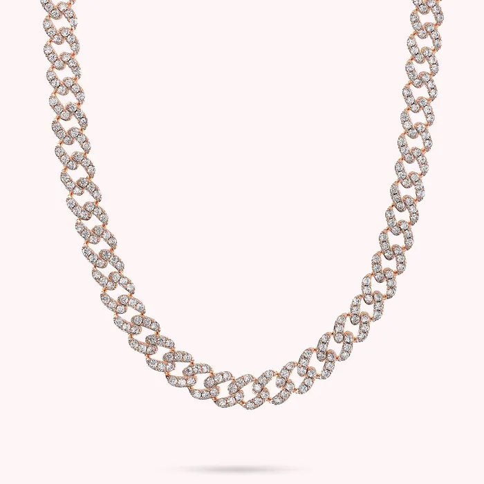 Collana Girocollo Catena Grumetta Squadrata con Pav di Cubic Zirconia Bronzallure Rings