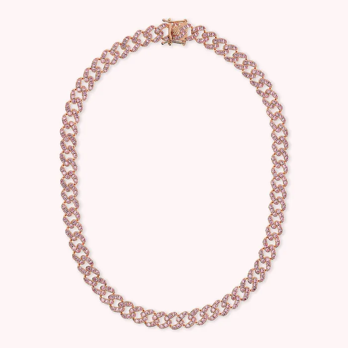 Collana Girocollo Catena Grumetta Squadrata con Pav di Cubic Zirconia Bronzallure Rings