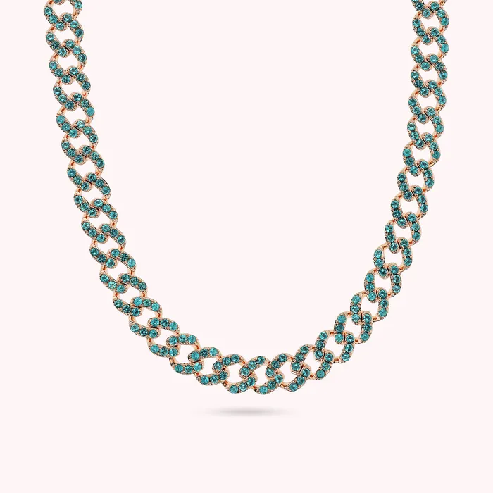 Collana Girocollo Catena Grumetta Squadrata con Pav di Cubic Zirconia Bronzallure Rings