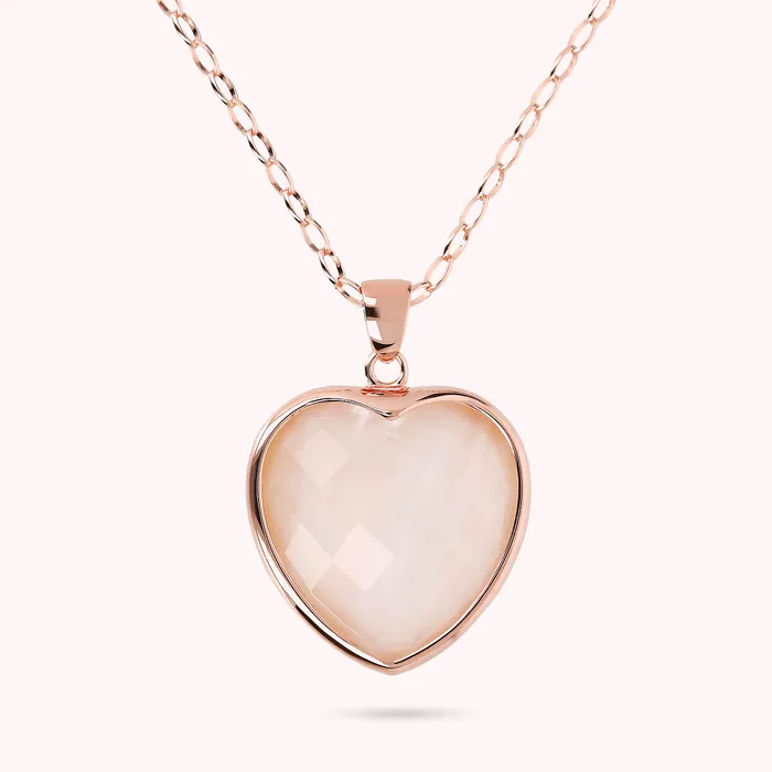 Collana Lunga Catena Rolo Ovale con Pendente Cuore in Pietra Naturale Sfaccettata Bronzallure Earrings Collana Lunga Catena Rolo Ovale con Pendente Cuore in Pietra Naturale Sfaccettata Bronzallure Earrings