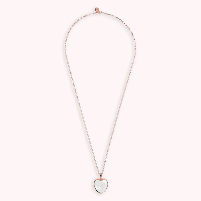 Collana Lunga Catena Rolo Ovale con Pendente Cuore in Pietra Naturale Sfaccettata Bronzallure Earrings