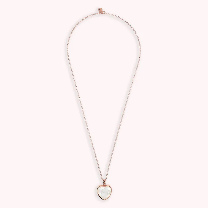 Collana Lunga Catena Rolo Ovale con Pendente Cuore in Pietra Naturale Sfaccettata Bronzallure Earrings