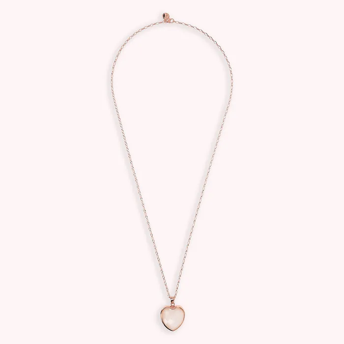 Collana Lunga Catena Rolo Ovale con Pendente Cuore in Pietra Naturale Sfaccettata Bronzallure Earrings