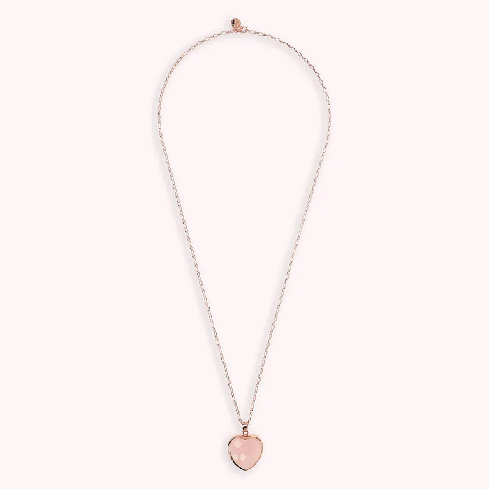 Collana Lunga Catena Rolo Ovale con Pendente Cuore in Pietra Naturale Sfaccettata Bronzallure Earrings
