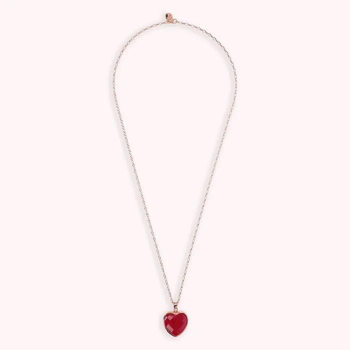 Collana Lunga Catena Rolo Ovale con Pendente Cuore in Pietra Naturale Sfaccettata Bronzallure Earrings