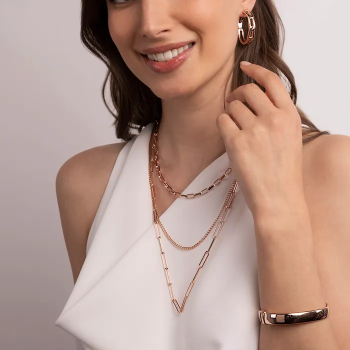 Collana Multifilo Graduata Catena Forzatina e Grumetta Bronzallure Earrings