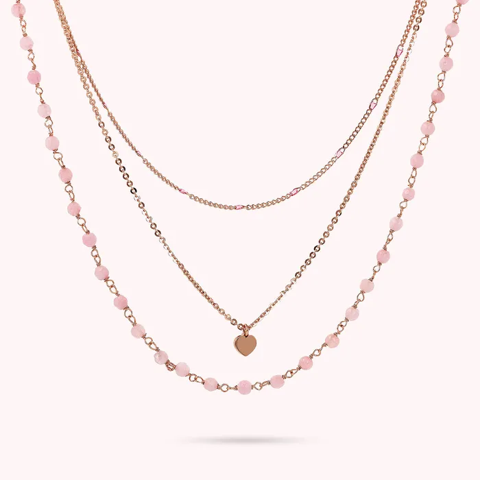 Collana Multifilo Graduata Catena Rosario con Smalto e Ciondolo Cuore Bronzallure Earrings Collana Multifilo Graduata Catena Rosario con Smalto e Ciondolo Cuore Bronzallure Earrings