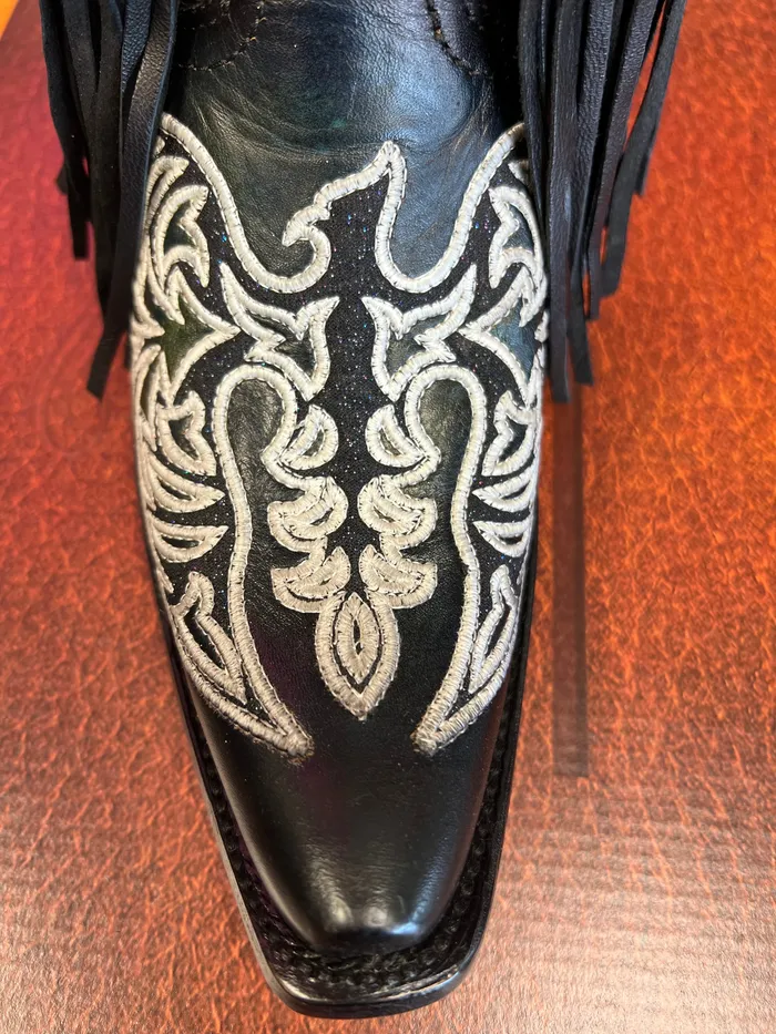 CORRAL WOMENS BLACK EAGLE EMBROIDERY STUDS FRINGES TALL TOP WESTERN BOOT C4159 CORRAL Rings