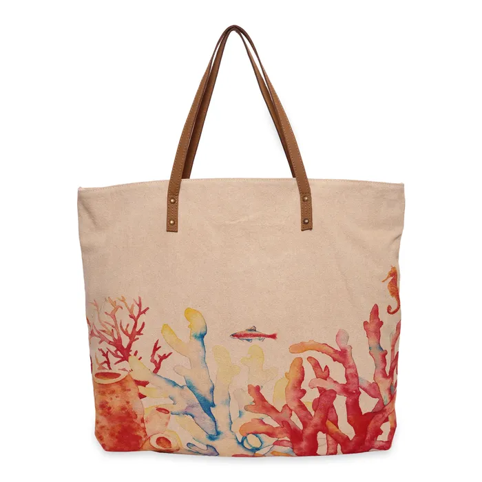 Cott n Curls Corals Canvas Tote Bag VILLA2INC Earrings