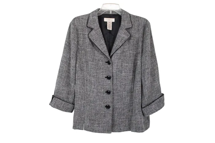 Covington Gray Blazer L Covington Earrings