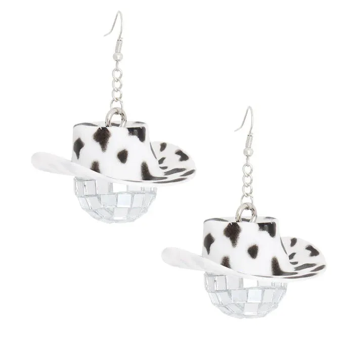 COW PRINT DISCO COWGIRL HOOK EARRINGS The Chandelier Rose Boutique Earrings