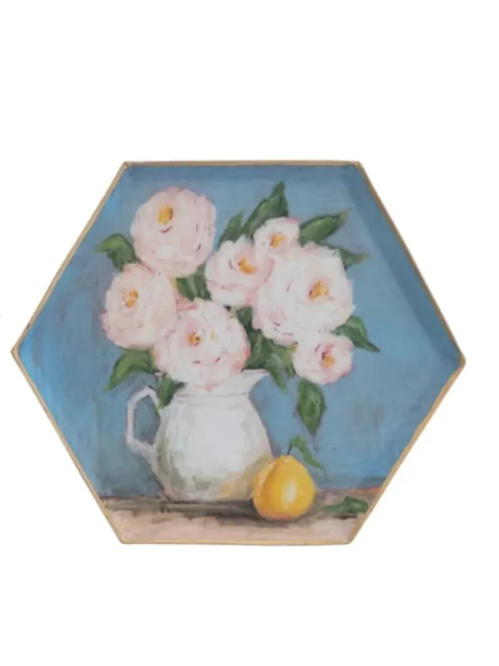 Creative CoOp Earrings 6 Hexagon Metal Tray
