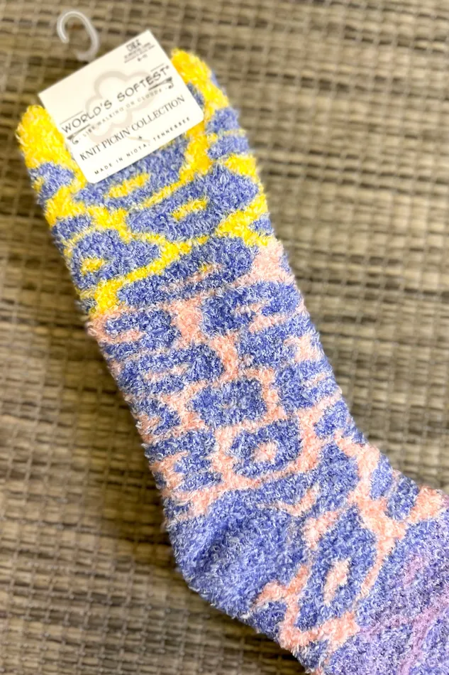 Crescent Sock Company Rings Worlds Softest Socks Blue Multi Leopard